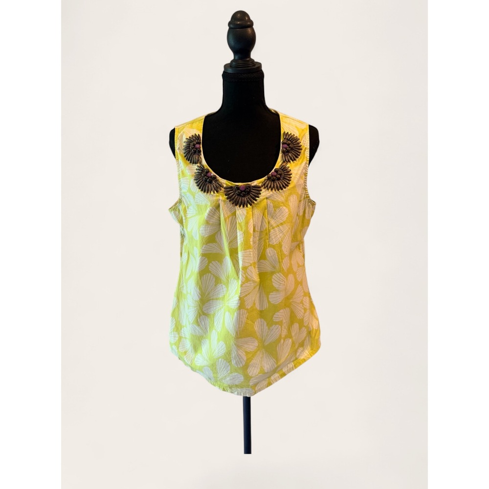 "Citrus Shell Siren" Boden Shell Print Sleeveless Cotton Top Coquette Aesthetic - Picture 5 of 10
